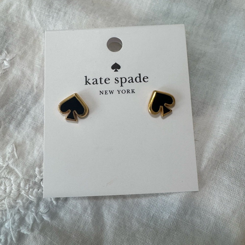 Kate Spade Black and Gold Spade Earrings